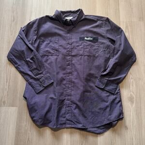 Men's FedEx Employee Uniform Purple Long Sleeve Button Up Work Shirt Sz 2XL XXL